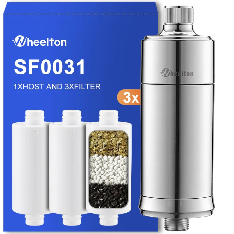 Wheelton Household Shower Water Filter - Filter Water Reduces Chlorine Heavy Metal Sediment Improves Dry Itchy Skin & Hairloss Quick Pick Grocers
